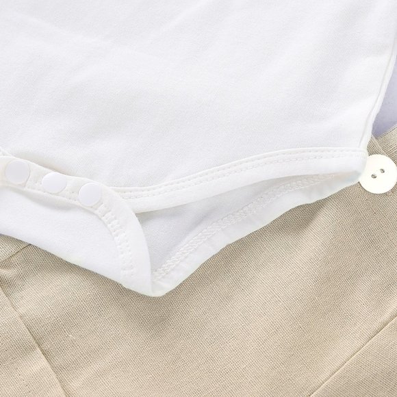 Classic Winnie the Pooh Beige Boy First Birthday Outfit Clothes Suspenders - Picture 9 of 9